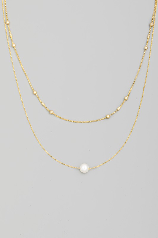 Elegant Pearl Charm Layered Chain Necklace