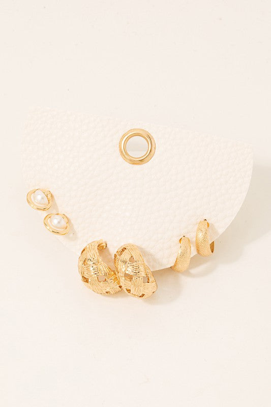 Downtown Texture Hoop Earrings Set of 3