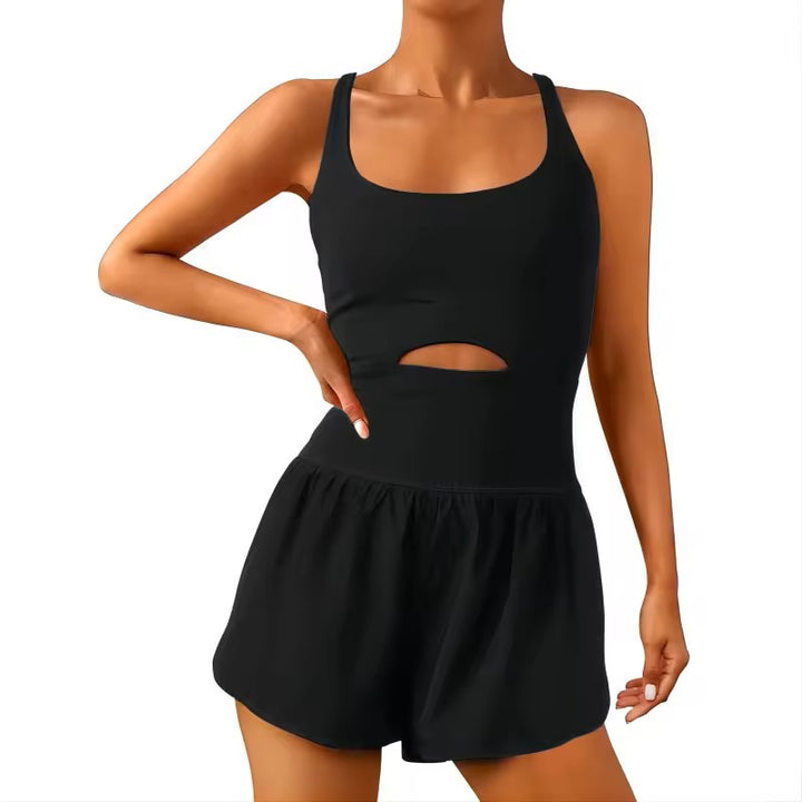 Chic One Piece Outfit Workout Rompers With Padded Bras